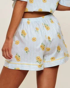 Short en coton imprimé tournesols