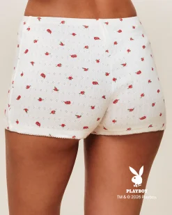 Short en coton Playboy avec imprimé roses