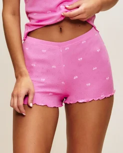 Short en coton pointelle avec imprimé nœuds