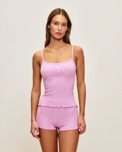 Short en coton rayé