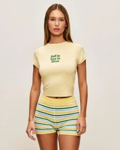 Short en crochet rayé