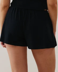 Short en jersey côtelé noir