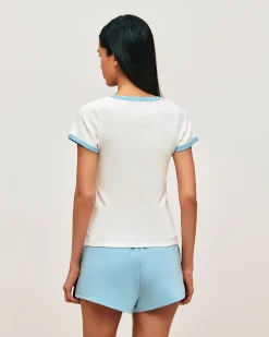 Short en molleton bleu