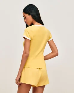 Short en molleton jaune