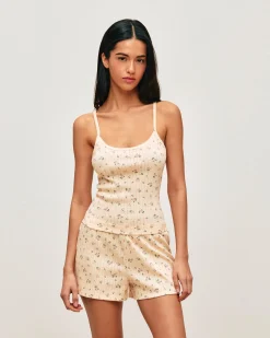 Short en pointelle avec imprimé fleurs