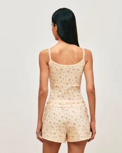 Short en pointelle avec imprimé fleurs