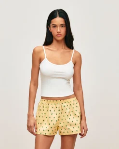 Short en popeline de coton imprimé cactus