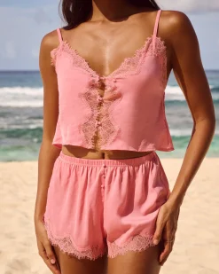 Short en satin et dentelle