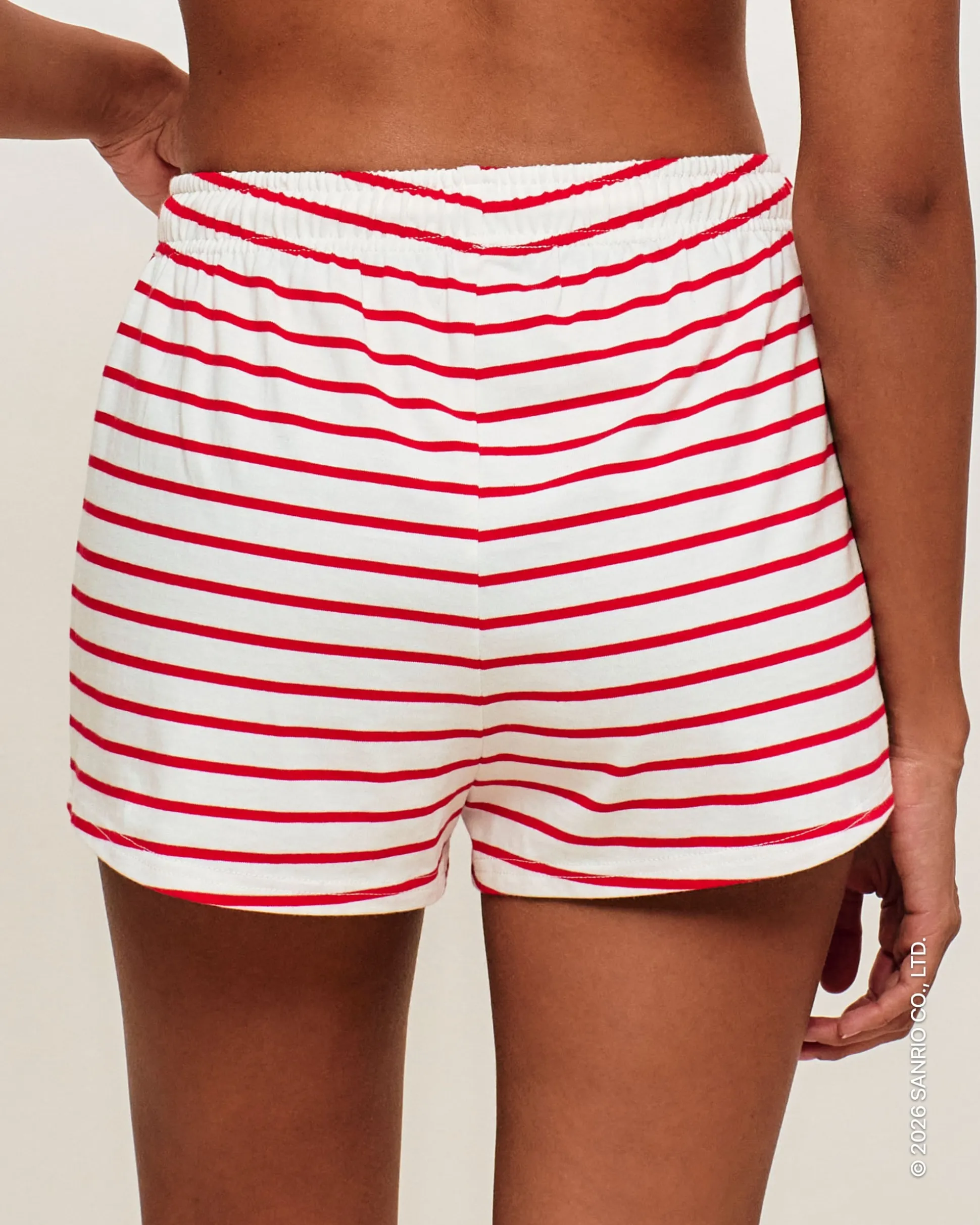 Short marinière en jersey épais avec broderie Hello Kitty