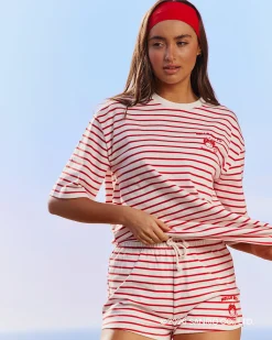 Short marinière en jersey épais avec broderie Hello Kitty