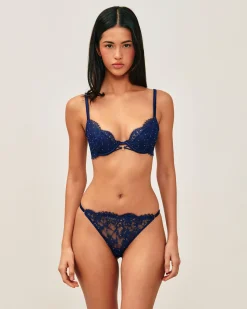 Soutien-gorge ampliforme en dentelle à strass argentés