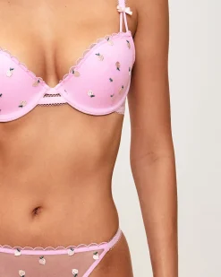 Soutien-gorge ampliforme en tulle broderies pêches