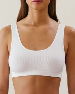 Soutien-gorge brassière côtelé en seamless blanc