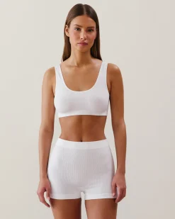Soutien-gorge brassière côtelé en seamless blanc