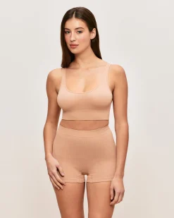 Soutien-gorge brassière côtelé en seamless nude