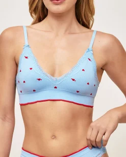 Soutien-gorge brassière triangle broderies cœurs