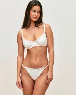 Soutien-gorge corbeille en jersey avec dentelle et broderies florales