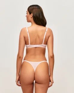 Soutien-gorge corbeille en mesh brodé de motifs cœurs et coccinelles