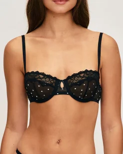 Soutien-gorge corbeille en mesh imprimé pois