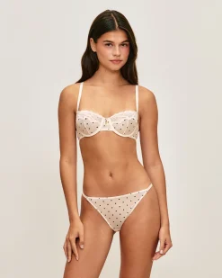 Soutien-gorge corbeille en mesh imprimé pois
