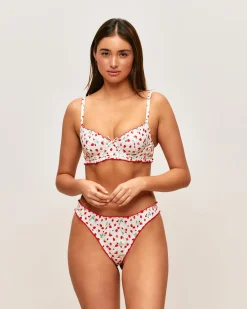 Soutien-gorge corbeille en popeline de coton à motif fraises