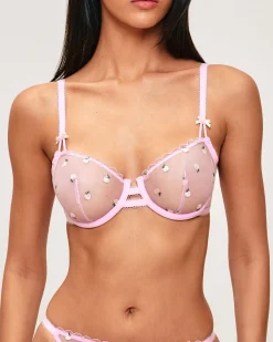 Soutien-gorge corbeille en tulle broderies pêches