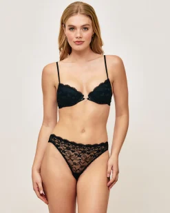 Soutien-gorge push-up en dentelle broderies coeurs