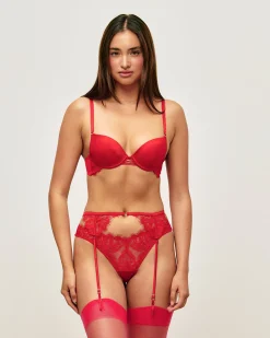 Soutien-gorge push-up en dentelle et laçage