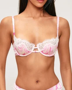 Soutien-gorge push-up en satin et dentelle imprimé paisley
