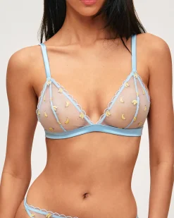 Soutien-gorge triangle en mesh avec bananes brodées