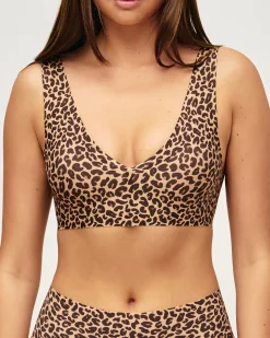 Soutien-gorge triangle en microfibre et imprimé léopard