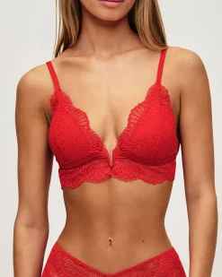 Soutien-gorge triangle push-up en dentelle florale