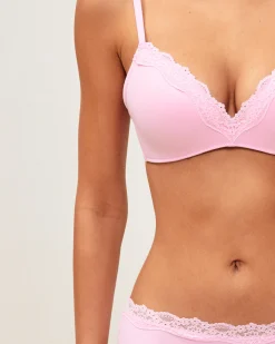 Soutien-gorge triangle push-up en microfibre et dentelle