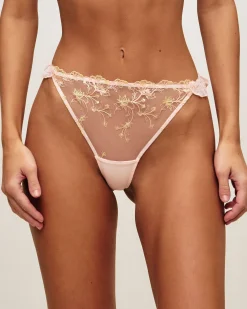 String en mesh avec broderies florales à volants