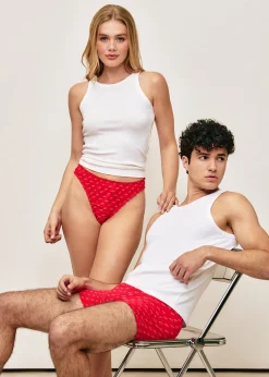 String froncé en coton motifs cœurs