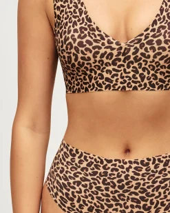 String taille haute en microfibre et imprimé léopard