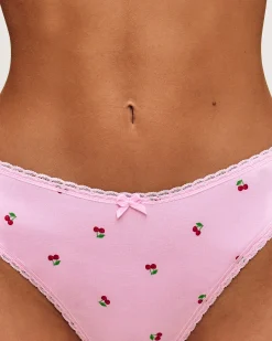 Tanga en coton avec imprimé cerises
