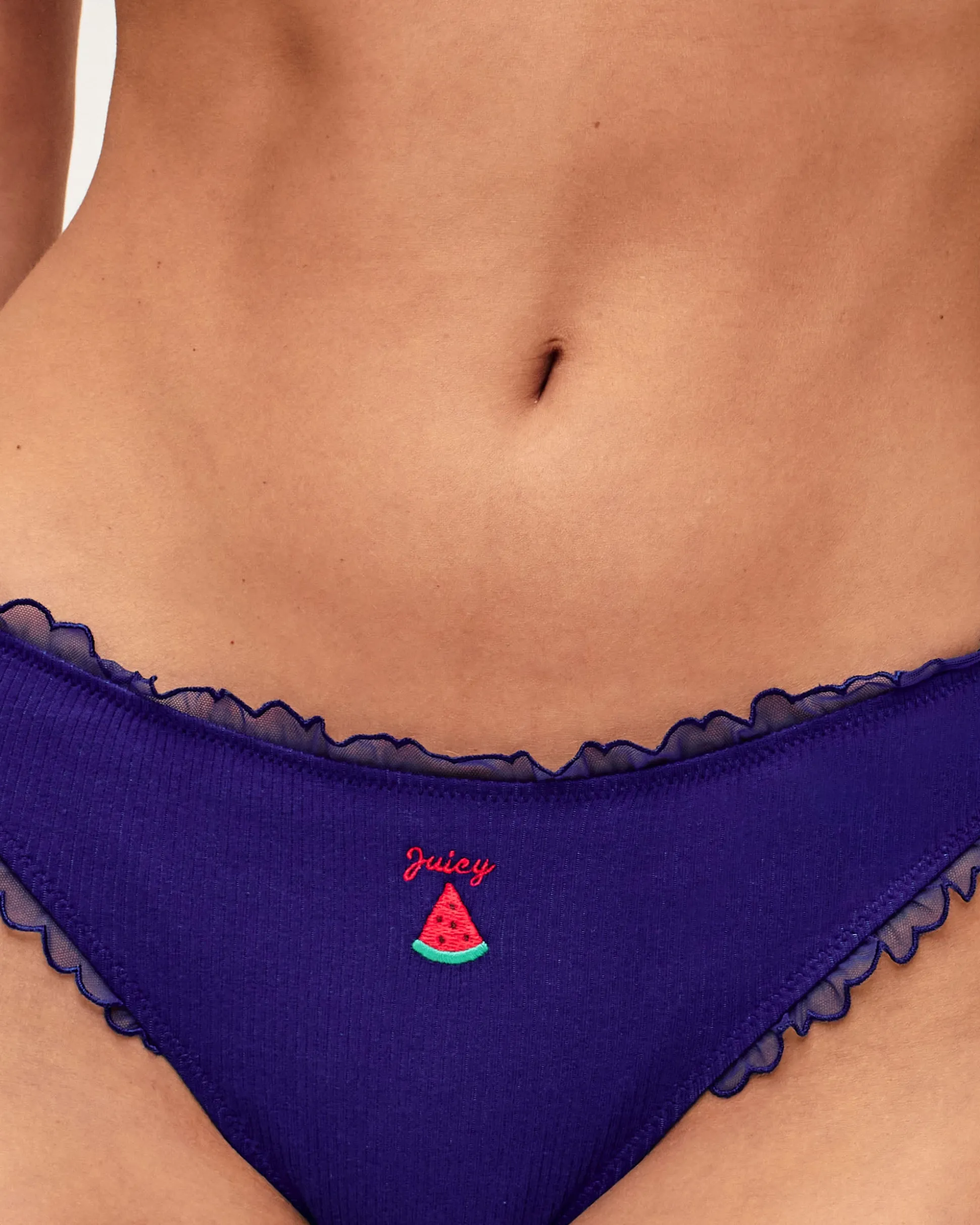 Tanga en coton broderie pastèque "Juicy
