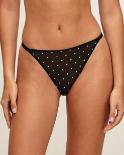 Tanga en mesh imprimé pois