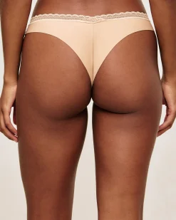 Tanga en microfibre et dentelle