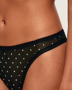 Tanga en tulle motif à pois