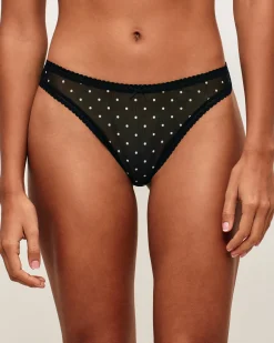Tanga en tulle motif à pois