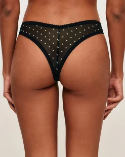 Tanga en tulle motif à pois