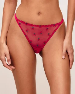Tanga à motif cerise