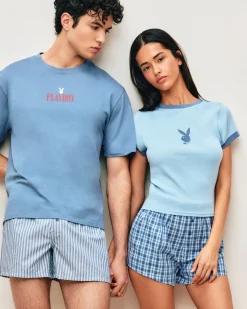 Top court en jersey avec logo Playboy brodé