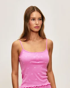 Top en coton pointelle avec imprimé nœuds