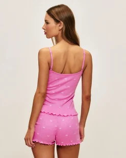 Top en coton pointelle avec imprimé nœuds