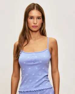 Top en coton pointelle avec imprimé nœuds
