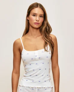Top en coton pointelle avec imprimé nœuds