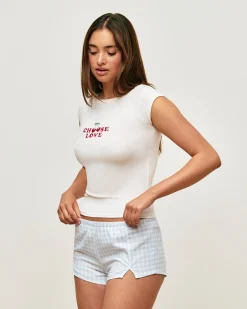 Top en jersey avec broderie "Choose love"